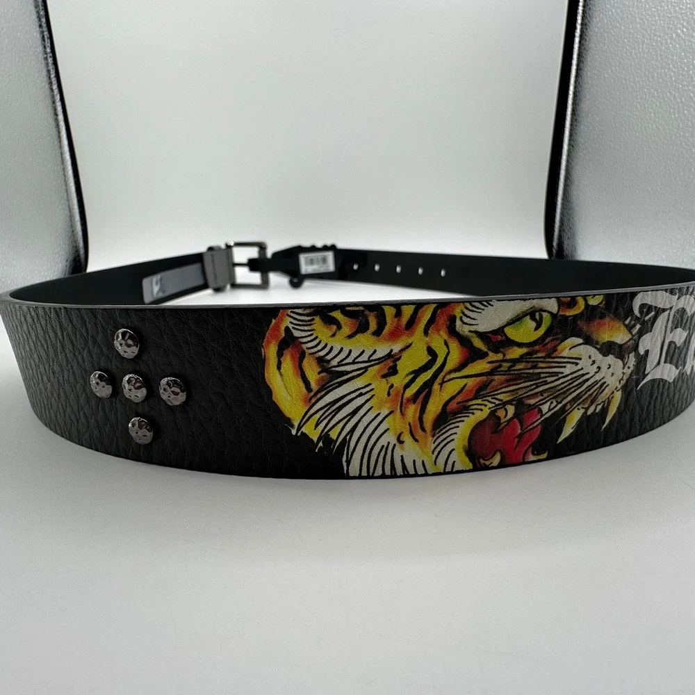 Ed Hardy Belt Mens 36 For The World XI-04 LOVE KILLS SLOWLY Tattoo Studded NEW